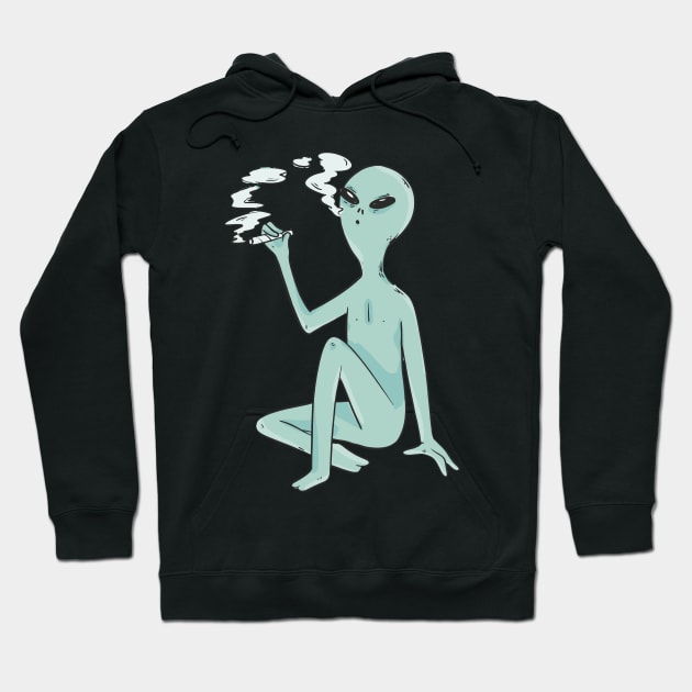 Alien smoking Hoodie by Qogl